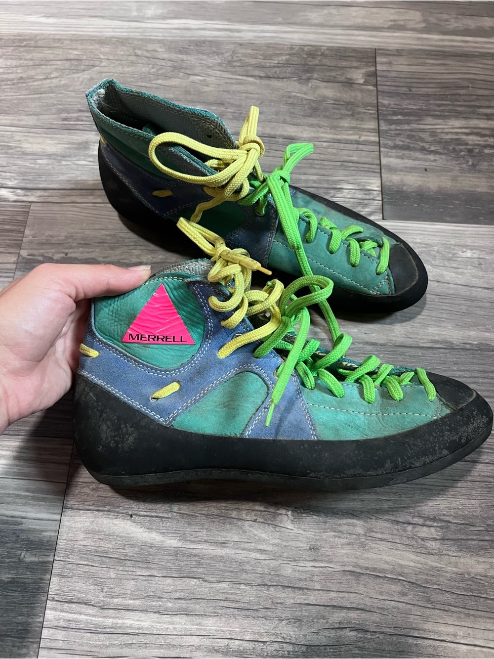 Merrell Flashdance Rock Climbing Shoes Vintage Retro Blue Green 7.5